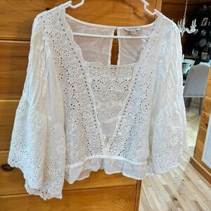 White Eyelet Lace boho Blouse